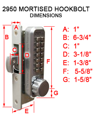 Lockey 2950DC Narrow-Stile Hookbolt Keypad Lock