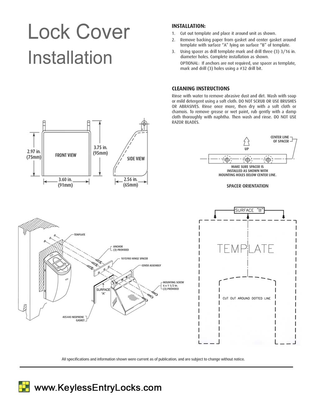 Polycarbonate Lock Cover - Installation Instructions & Template