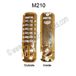 M210 Keyless Home Dead Bolt Bright Brass Inside and Outside View