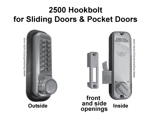 Lockey 2500 Surface-Mount Hookbolt Keypad Lock for Sliding Doors/Pocket Doors - Click Image to Close