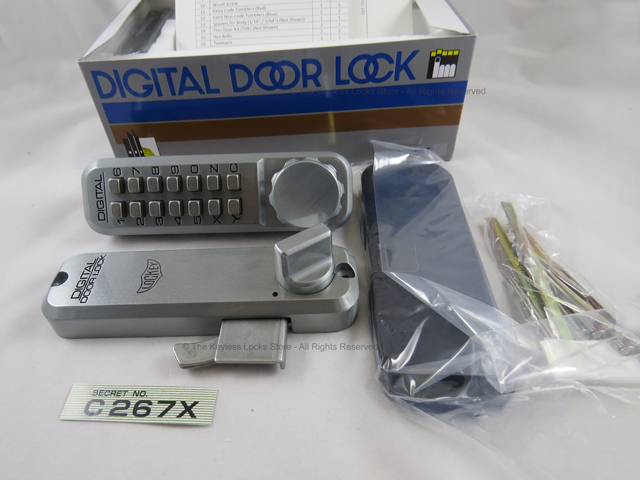 Lockey 2500 Surface-Mount Hookbolt Keypad Lock for Sliding Doors/Pocket Doors