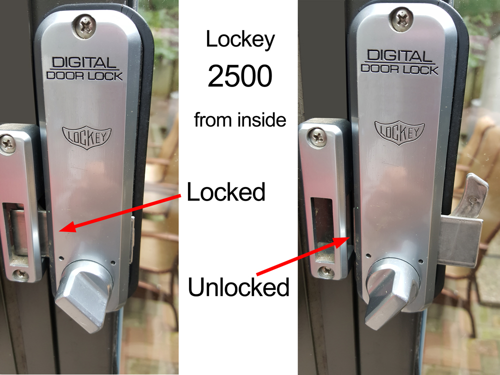 Lockey 2500 Sliding Door Keypad Lock, Surface Mounted Sliding Door Lock