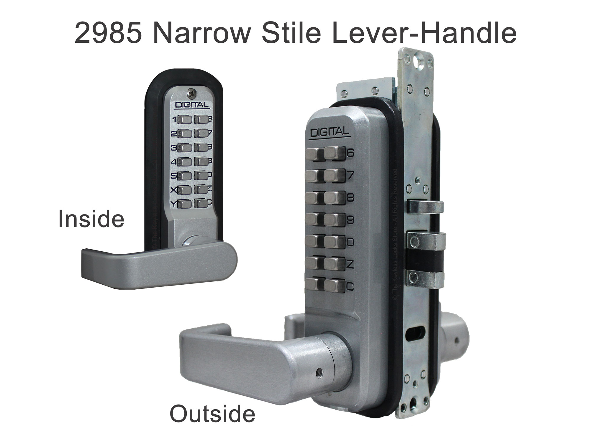 Lockey 2985DC Double-Keypad Narrow-Stile Passage Latchbolt Keypad Lock - Click Image to Close