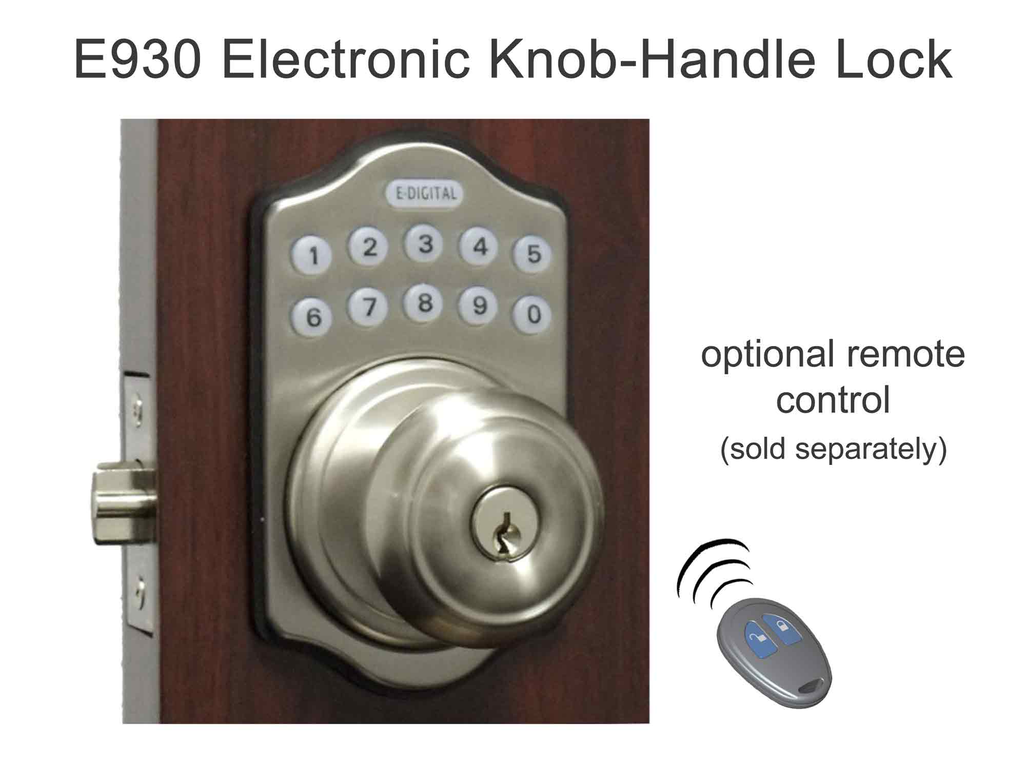 Lockey E930 Electronic Knob-Handle Latchbolt Lock with Lighted Keypad
