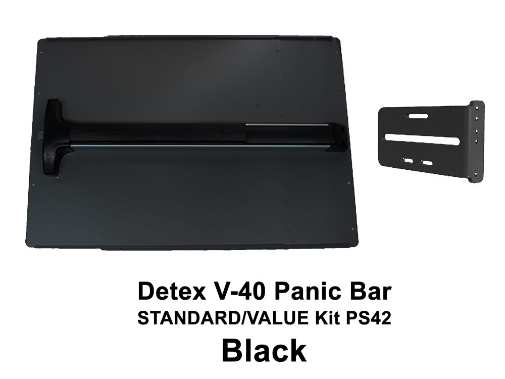 LockeyUSA PS42: Panic Bar & Shield Kit - STANDARD/VALUE with Detex V-40 Panic Bar