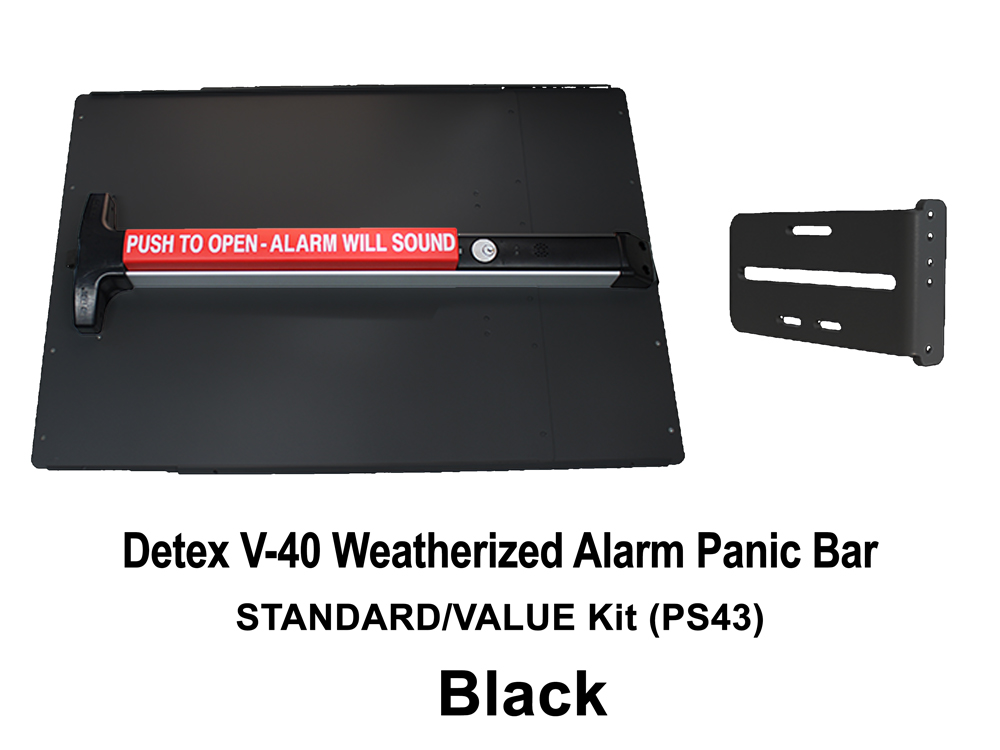 LockeyUSA PS43: Panic Bar & Shield Kit - STANDARD/VALUE with Detex V-40xEBxW Panic Bar