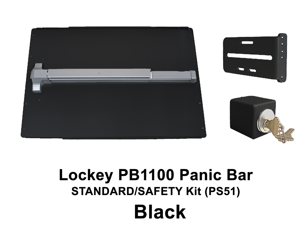 LockeyUSA PS51: Panic Bar & Shield Kit - STANDARD/SAFETY with PB1100 Panic Bar