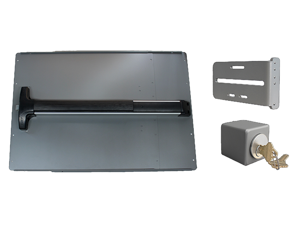 LockeyUSA PS52: Panic Bar & Shield Kit - STANDARD/SAFETY with Detex V-40 Panic Bar