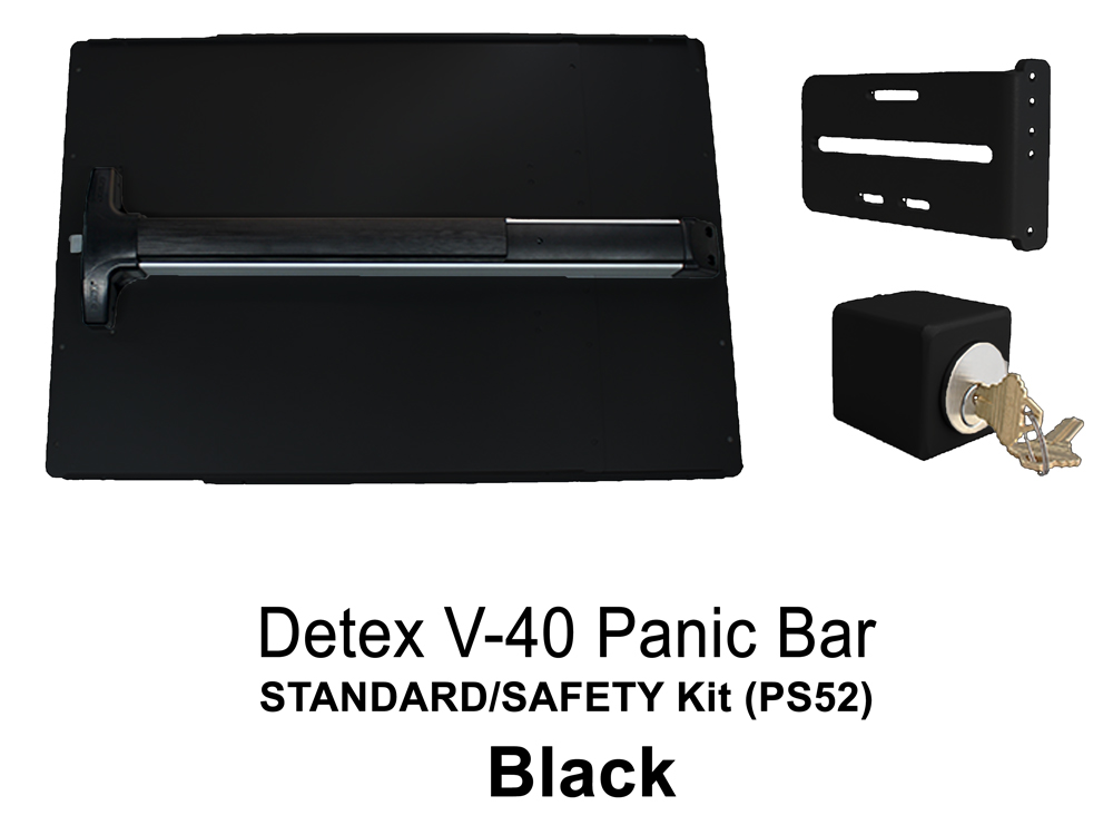 LockeyUSA PS52: Panic Bar & Shield Kit - STANDARD/SAFETY with Detex V-40 Panic Bar