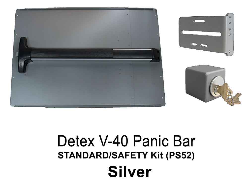 LockeyUSA PS52: Panic Bar & Shield Kit - STANDARD/SAFETY with Detex V-40 Panic Bar - Click Image to Close