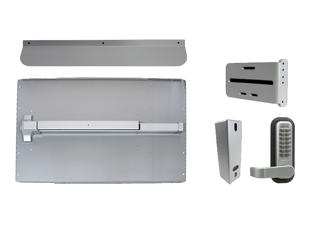 LockeyUSA PS61: Panic Bar & Shield Kit - STANDARD/SECURITY with PB1100 Panic Bar