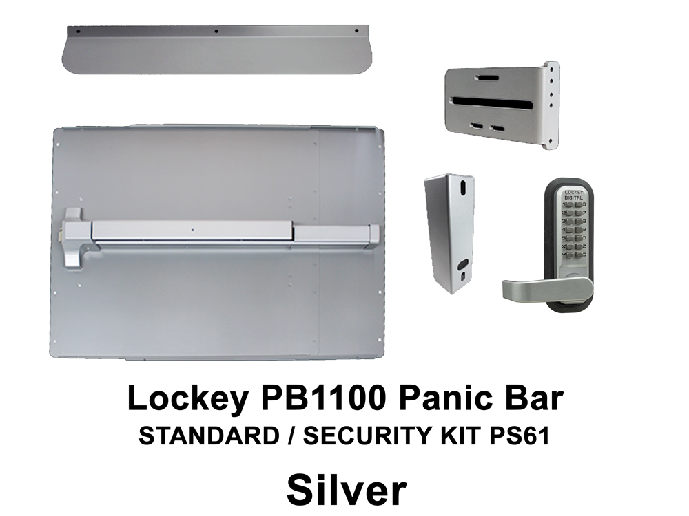 LockeyUSA PS61: Panic Bar & Shield Kit - STANDARD/SECURITY with PB1100 Panic Bar - Click Image to Close