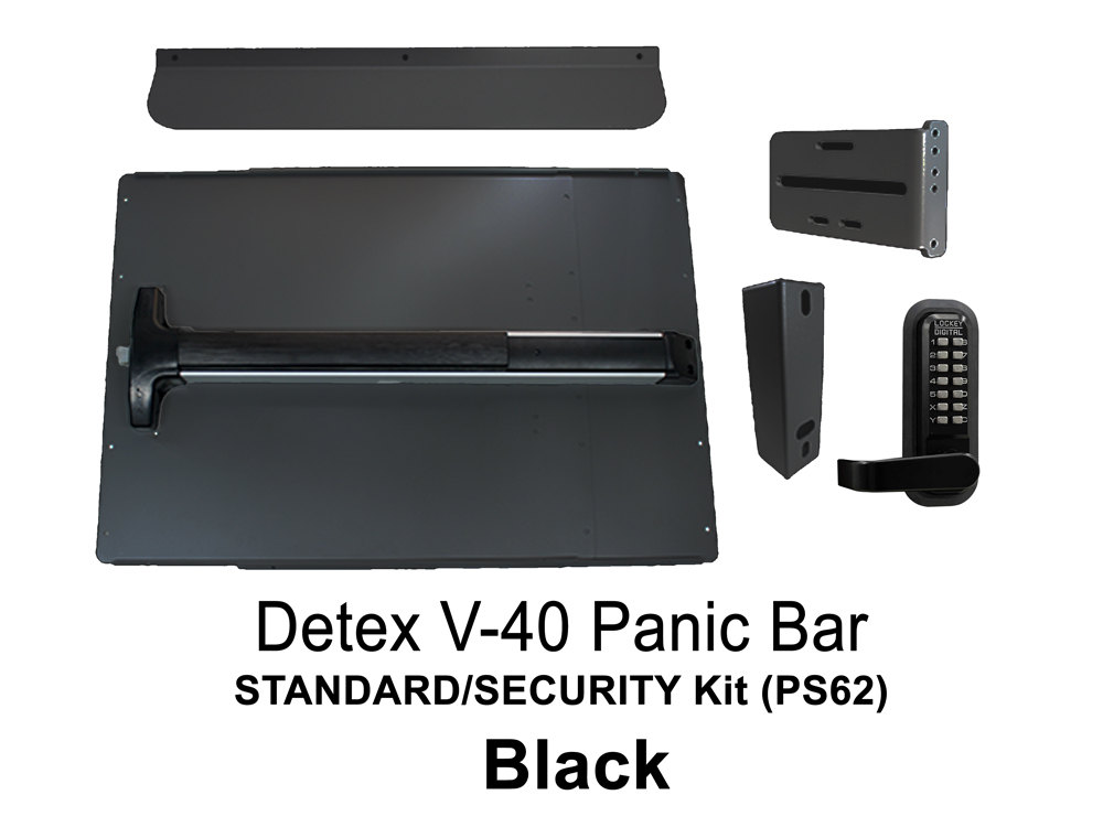 LockeyUSA PS62: Panic Bar & Shield Kit - STANDARD/SECURITY with Detex V-40 Panic Bar - Click Image to Close