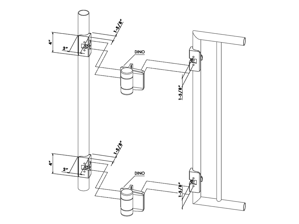 Locinox DINOCLB Chain Link Mounting Bracket Set (for Round Frames and Posts)