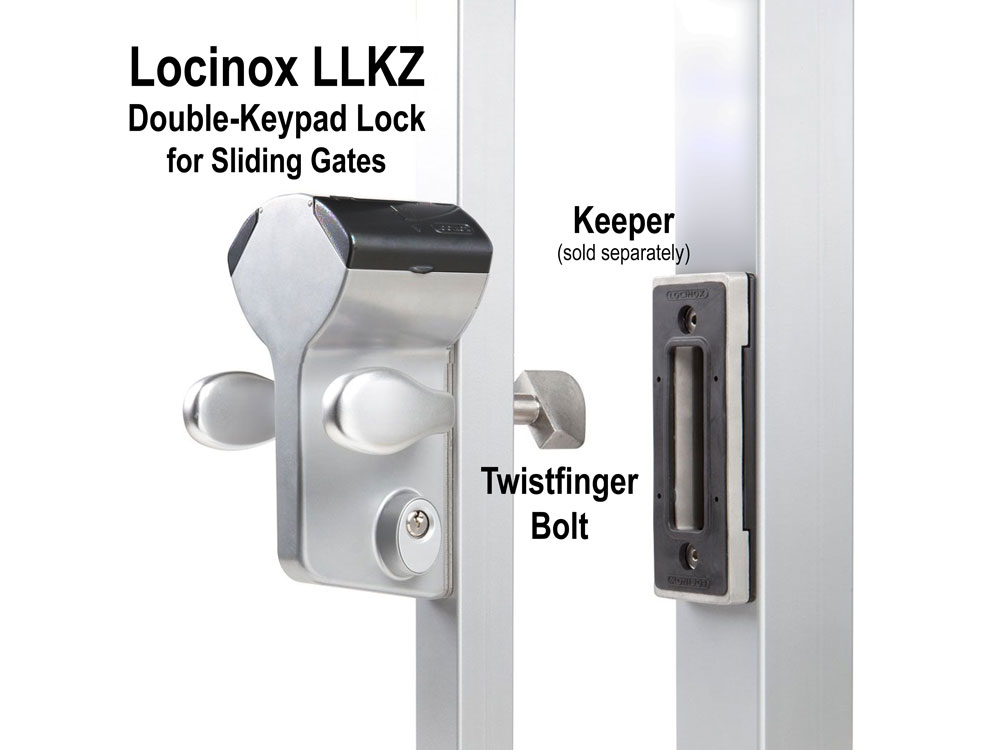 Locinox LLKZ LEONARDO Double-Keypad Hookbolt Lock for Sliding Gates