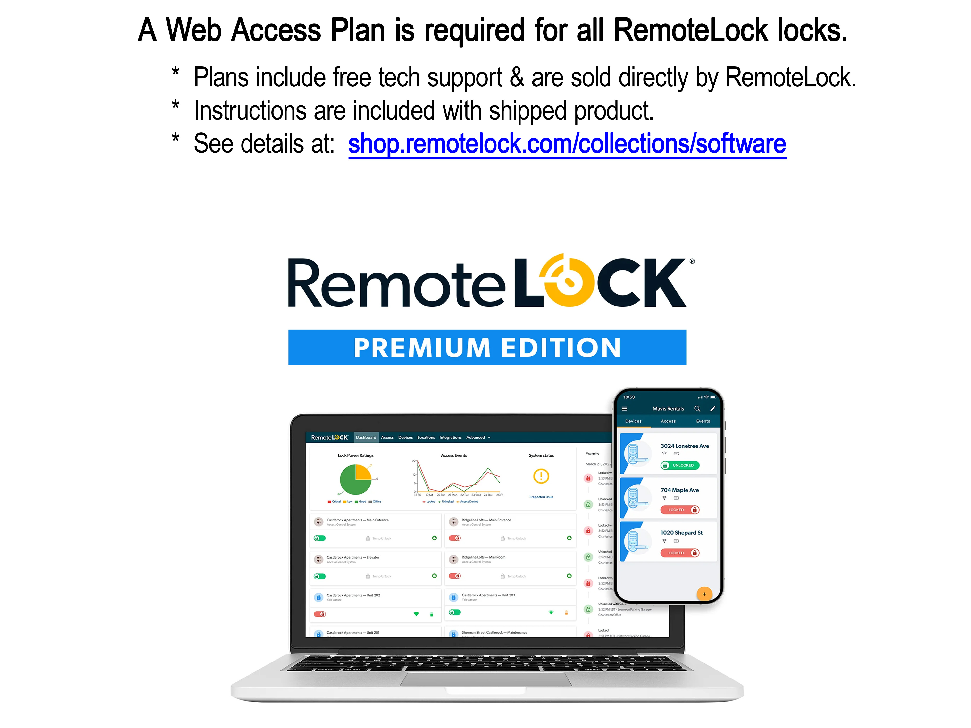RemoteLock KIC-5560-WS SmartLock: Medium-Duty, Lever-Handle, Panic Prep w/WiFi & Smart Card Backlit Buttons w Bluetooth option - Click Image to Close
