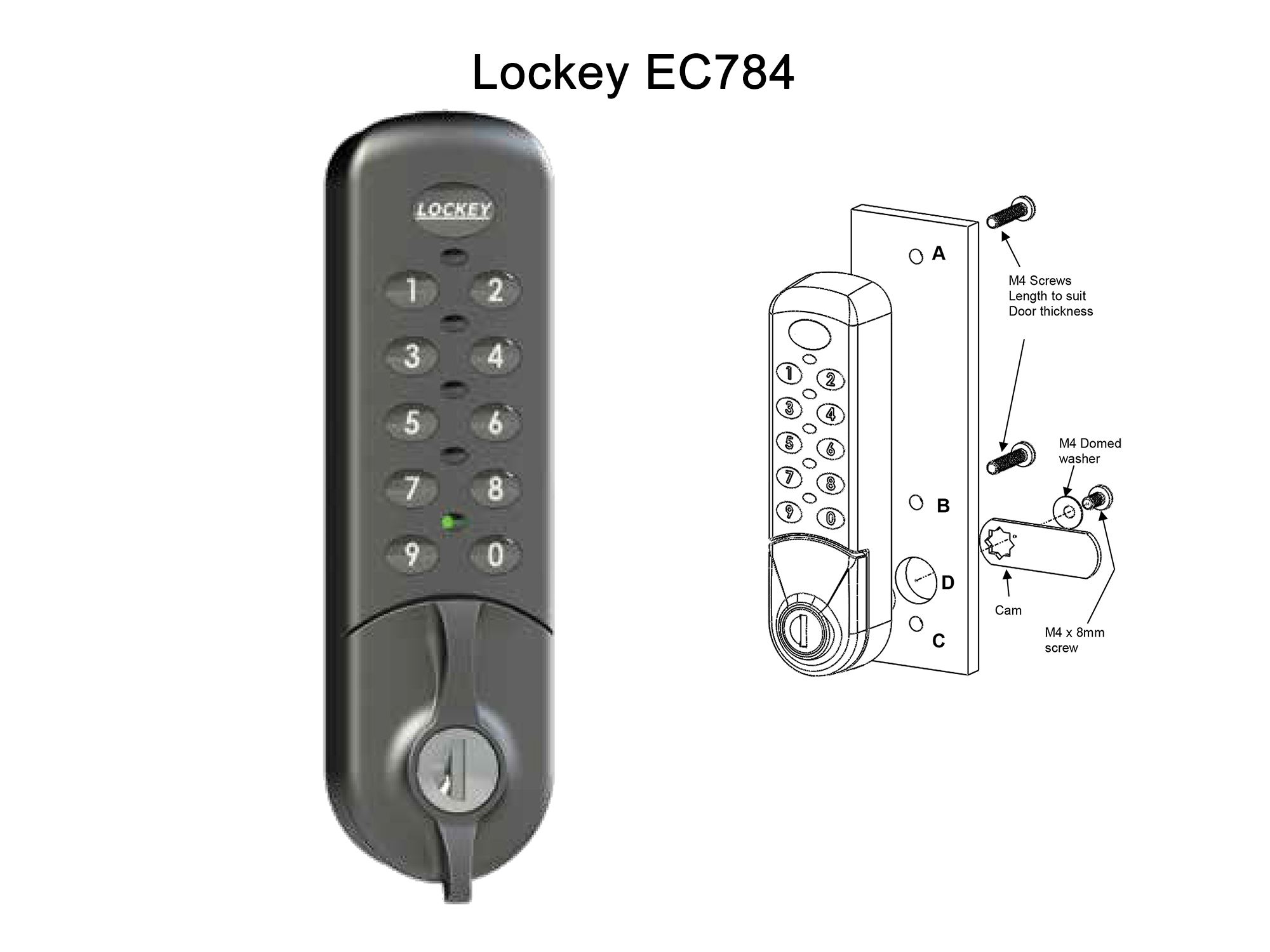 Lockey EC784 Flush Fit Cabinet/Locker Cam Lock