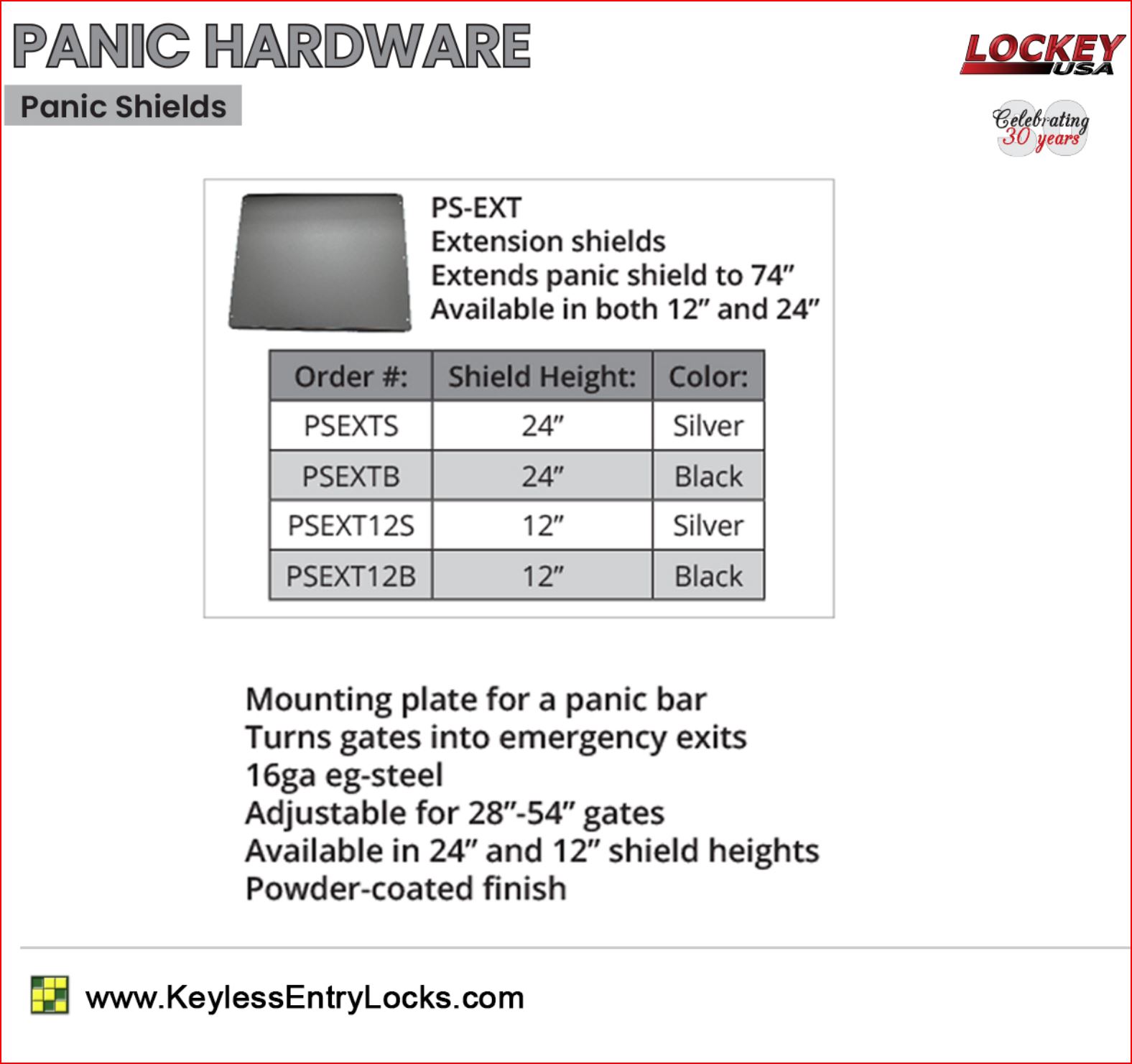 Lockey Panic Shield Extension Plates