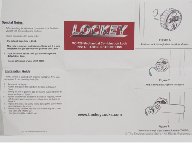 Lockey MC728 Mechanical Cam Combination Lock